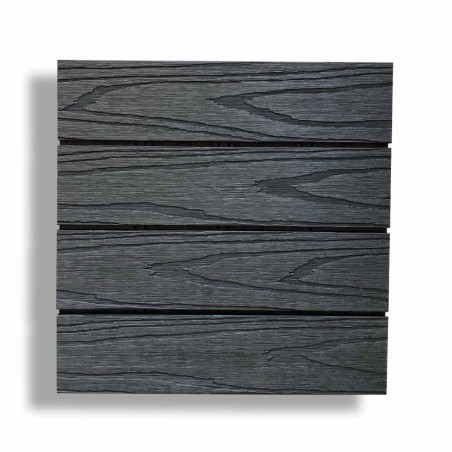 WPC decking tile 3D WOOD 30 x 30cm |dark grey