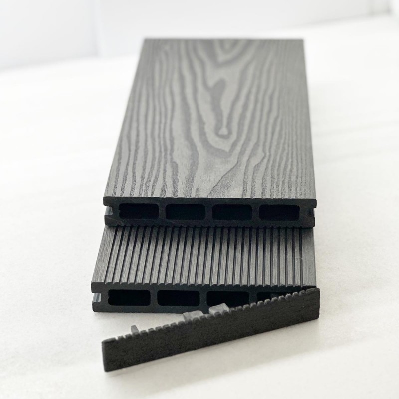 3D WPC decking board 2,5 x 15 x 360cm | dark grey