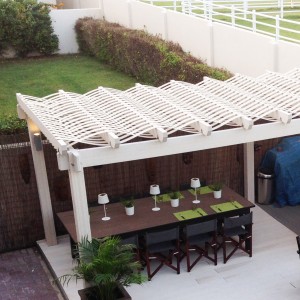 WPC pergola with shading strips
