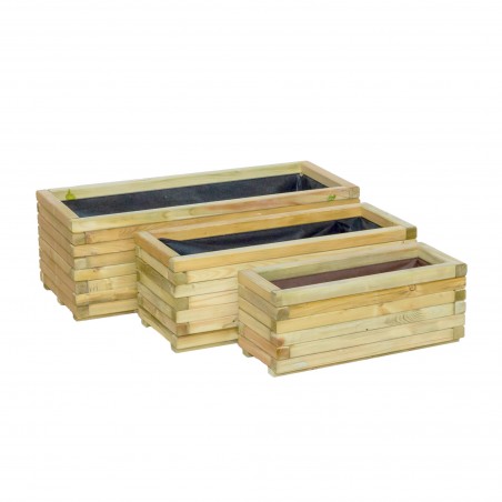 Pressure-treated wooden rectangular planter