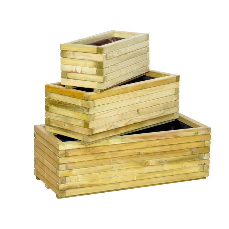 Pressure-treated wooden rectangular planter