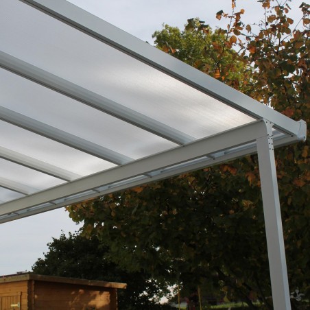 Alouminium patio cover white with opal polycarbonate sheet on top