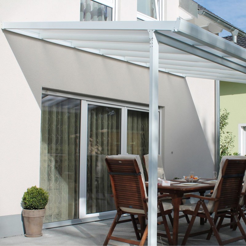 Alouminium patio cover white with opal polycarbonate sheet on top