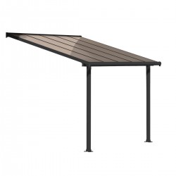 Αlouminium patio cover grey with bronze polycarbonate sheet on top